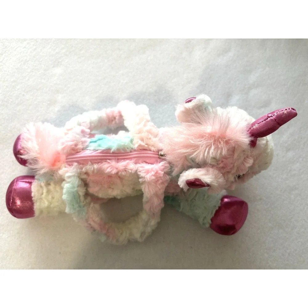 Plush Unicorn Purse with Double Handles Pastel Pink‎ Green Blue Kidcore
